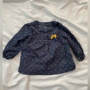 12 MONTH BABY TODDLER GIRL NAVY BLUE LONG SLEEVE TOP